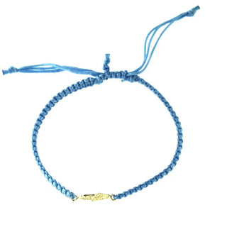 18KT Yellow Gold Hamsa Cord Blue Bracelet , Amalia Jewelry