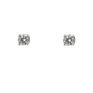 18K Solid White Gold 0.05ct twt Diamond Stud covered Screwback Earrings , Amalia Jewelry