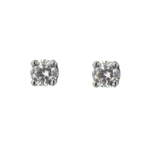 18K Solid White Gold .20ct twt Diamond Studs Covered Screwback Earrings , Amalia Jewelry
