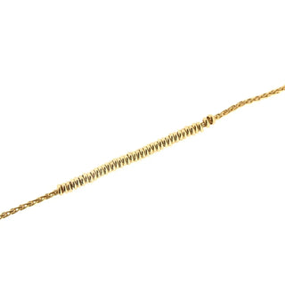 18K Solid Yellow Gold Polished Roundels Bracelet with Light Wheat chain , Amalia Jewelry