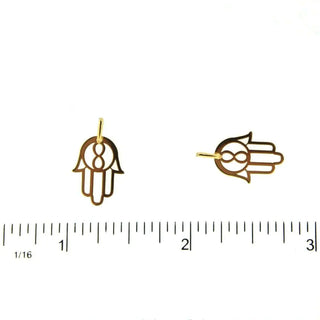 18K Yellow Gold open cut hamsa pendant 0.60 inch, 15 mm without bail , Amalia Jewelry