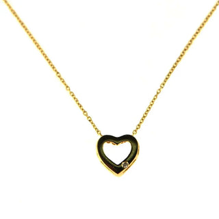 18K Tiny Diamond open heart pendant 6.87 mm, 0.27 inch , Amalia Jewelry