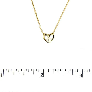 18K Yellow Gold Open Heart with Cultivated Pearl Center Pendant 0.25 x 0.29 inches chain not included Amalia Jewelry