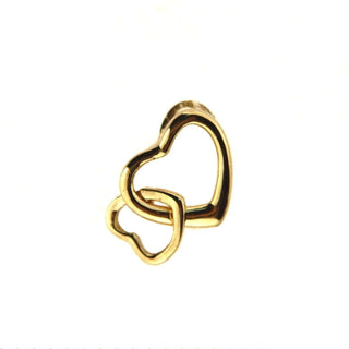 18K Solid Yellow Gold Double Heart Pendant 0.40 x 0.23 inch , Amalia Jewelry