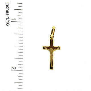 18k Solid Yellow Gold Tiny Polished Crucifix Pendant , Amalia Jewelry