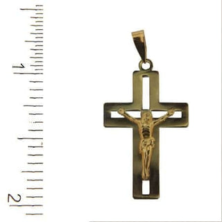 18k Solid Gold Flat Cross Crucifix Pendant , Amalia Jewelry