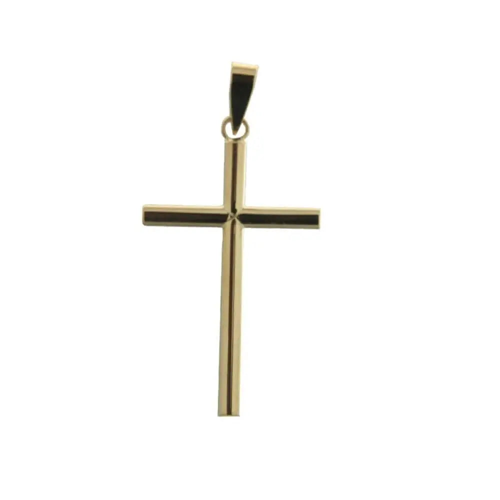 18K Solid Gold Polished Round Tube Cross - Divine Elegance – Amalia J ...