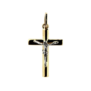 Beautifully Crafted 18K Two Tone Small Crucifix Pendant , Amalia Jewelry