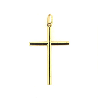 18K Solid Yellow Gold Thin Tube Cross , Amalia Jewelry