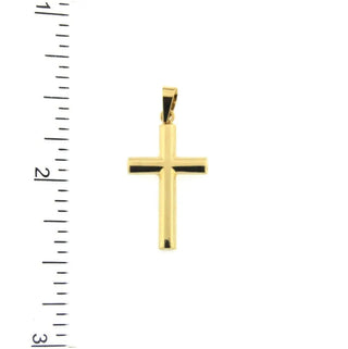 18K Solid Yellow Gold Polished Cross 1.09 inches , Amalia Jewelry