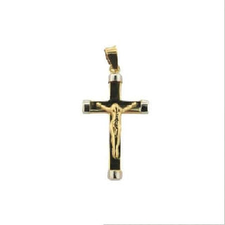 18K Solid Two Tone Small Crucifix with White gold Ends , Amalia Jewelry