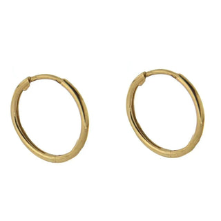 18K Solid Yellow Gold Hinge Hoop Huggie Earrings 0.62 inch , Amalia Jewelry