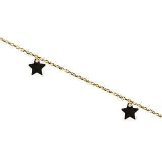 18K Solid Yellow Gold Dangling mini Stars Anklet Bracelet 9 inches with extra rings strating at 8.50 inches Amalia Jewelry