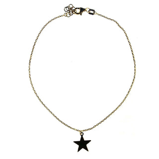 18K Solid Yellow Gold Center Dangle Star Anklet Bracelet 9 inches with extra rings starting at 8.5 inches , Amalia Jewelry