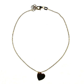 18K Solid Yellow Gold Center Dangle Heart Anklet Bracelet 9 inches with extra rings strating at 8.5 inches , Amalia Jewelry
