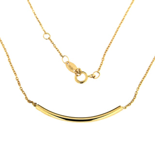 18K yellow gold curve bar necklace 16 inch , Amalia Jewelry