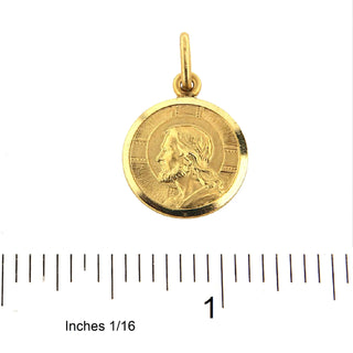 18K Solid Yellow Gold Christ Redeemer 15 mm medal pendant , Amalia Jewelry