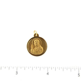 18K Solid Yellow Gold Sacred Heart Medal (18 mm) Amalia Jewelry