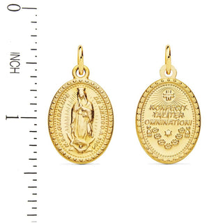 18K Solid Yellow Gold Our Lady of Guadalupe Oval Medal 20x15 mm Amalia Jewelry