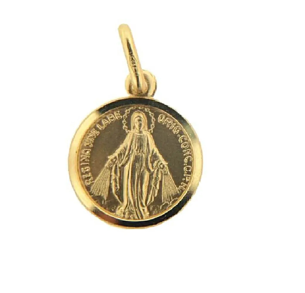 18K Solid Yellow Gold Miraculous Medal Round 15mm diameter – Amalia J ...