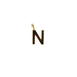 18k solid yellow gold N letter pendant 0.20 inches High . without bail , Amalia Jewelry