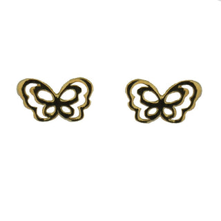 18K Yellow Gold open cut design butterfly post earrings 5.2 mm 0.20 inch , Amalia Jewelry