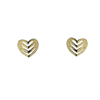 18K Solid Yellow Gold Small Open Heart Post Earrings , Amalia Jewelry
