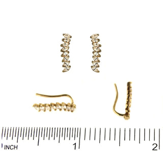 18K Solid Yellow Gold Marquises Zirconia Crawler Earrings , Amalia Jewelry