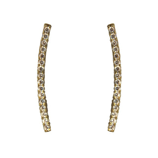 18K Solid Yellow Gold Swarovski Zirconia Crawler Post Earrings 0.73 inch Amalia Jewelry