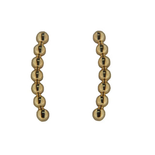 18K Solid Yellow Gold Mini Beads Small Crawler post earrings , Amalia Jewelry