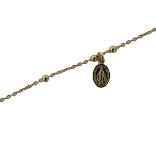 18K Solid Yellow Gold Rosary Denarius Style Miraculous Medal Bracelet , Amalia Jewelry