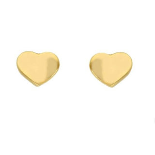 18K Solid Yellow Gold Wave shape Heart Post earrings Amalia Jewelry