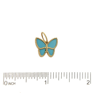 18K Solid Yellow Gold Turquoise Butterfly Pendant - Amalia J & Boutique