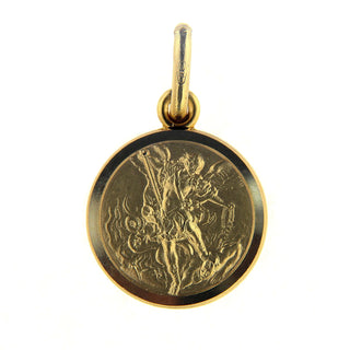 18K Solid Yellow Gold Saint Michael the Archangel Medal (11,13 ,15 &19 mm) , Amalia Jewelry