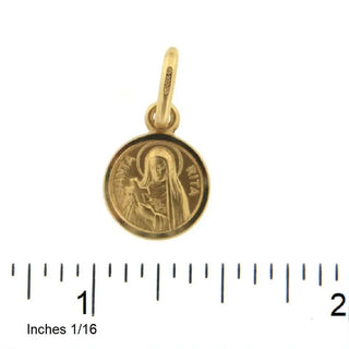 18K Solid Yellow Gold Round Saint Rita Of Cascia Patroness of Impossible Causes Medal , Amalia Jewelry