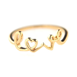 18K Solid Yellow Gold Love Ring , Amalia Jewelry