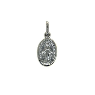 18K Solid White Gold Miraculous Medal , Amalia Jewelry