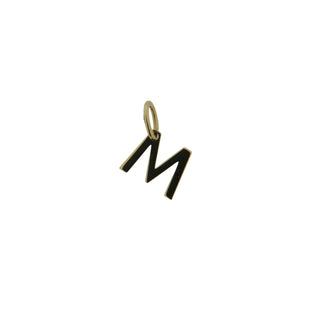 18K Solid Yellow Gold Small Letter M Pendant , Amalia Jewelry