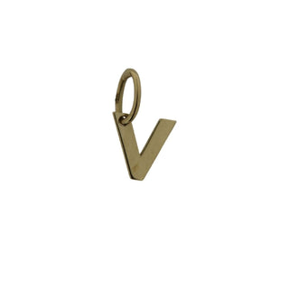 18K Solid Yellow Gold Small Letter V Pendant , Amalia Jewelry