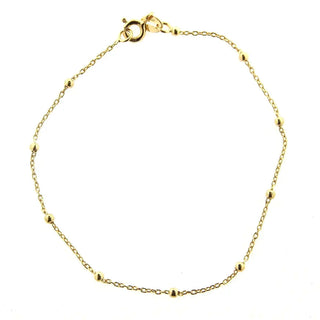 18k Solid Yellow Gold Beads Bracelet 7 inches , Amalia Jewelry