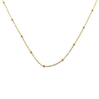 18k Solid Yellow Gold Beads Chain Neckalce 16 inches , Amalia Jewelry