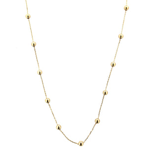 18K Solid Yellow Gold Polished Bead Necklace , Amalia Jewelry