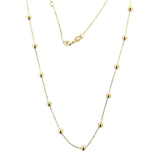 18K Solid Yellow Gold Polished Bead Necklace , Amalia Jewelry