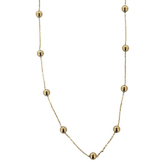 18k Solid Yellow Gold 4mm Ball Necklace , Amalia Jewelry