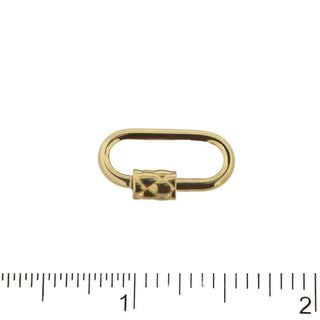 18K Solid Yellow Gold Oval Carabiner Design Screw Lock clasp , Amalia Jewelry