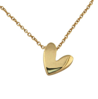 18K Solid Yellow Gold Polished Modern Heart Pendant Necklace. , Amalia Jewelry