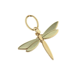 18k Solid Yellow Gold Articulated Dragon Fly Pendant , Amalia Jewelry