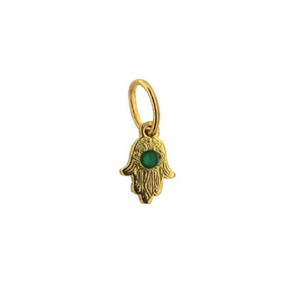 18k solid yellow gold enamel tiny hamsa pendant , Amalia Jewelry