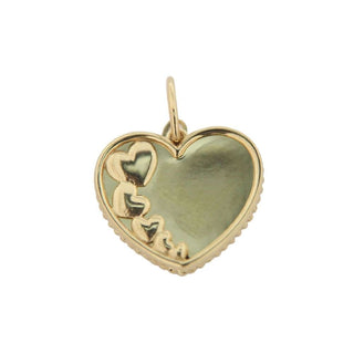 18K Solid Yellow Gold Double side Satin and Polished Heart Pendant , Amalia Jewelry
