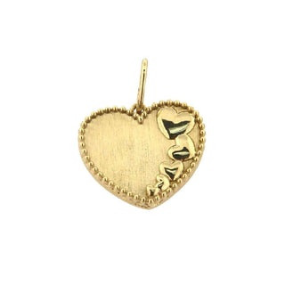 18K Solid Yellow Gold Double side Satin and Polished Heart Pendant , Amalia Jewelry